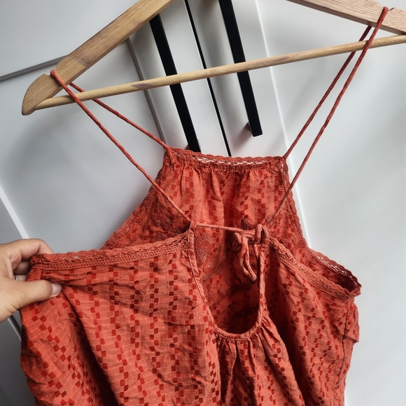 Free People Embroidered Elisa Orange Tunic Top Size S - Picture 8 of 11